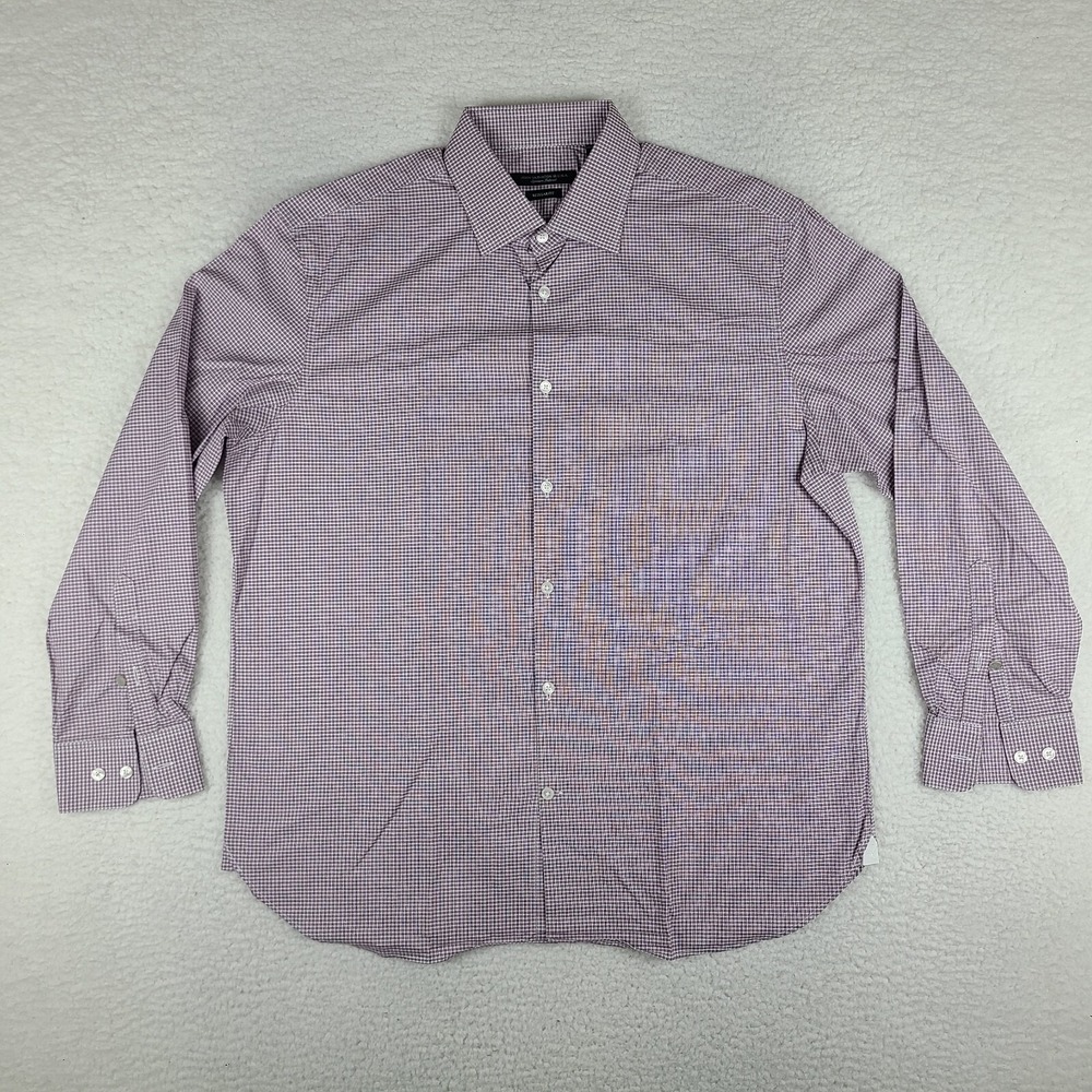 John Varvatos Shirt Mens 16.5 32/33 Purple Signature‎ Tailored Dress Button Up